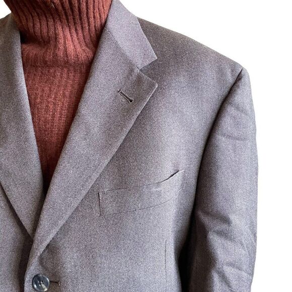 Vintage 80s Burberry Unisex Brown 100% Wool Oversized Sport Coat Blazer Sz 41S - Picture 5 of 10